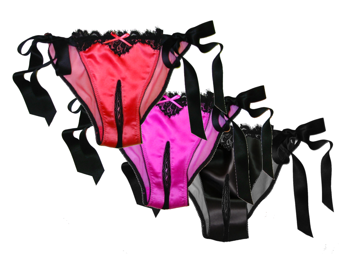 Ouvert Ribbon tie Silk Panty